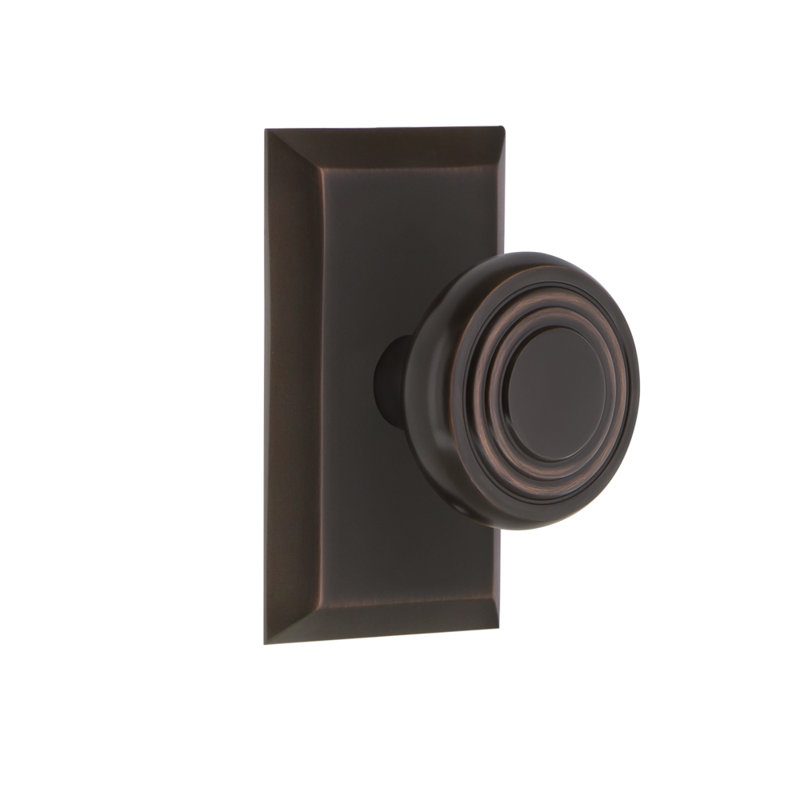 Studio Plate with Deco Door Knob, 2 3/8, Timeless Bronze