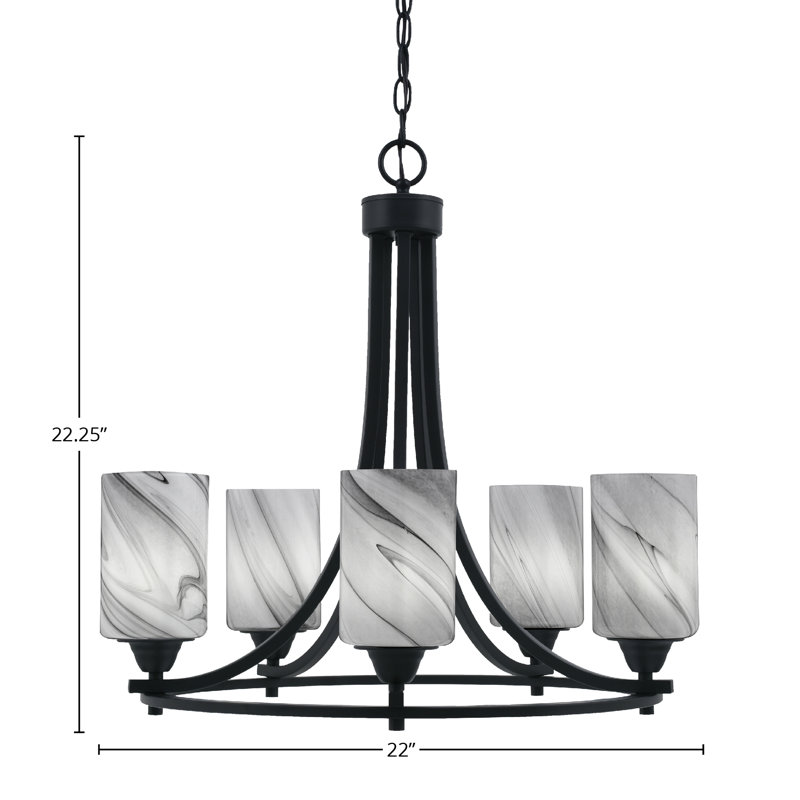Paramount 5 Light Uplight Chandelier, Gray/Black