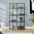 Ingels 62"H 4-Tier Metal Glass Tall Rectangular Bookcase in Blackened Bronze-886437588