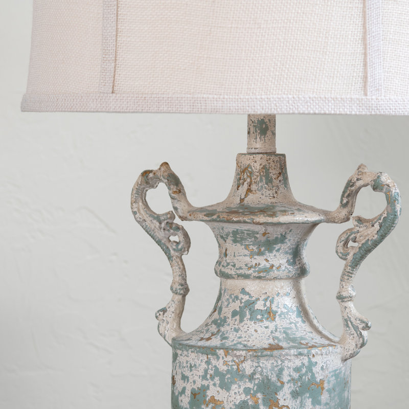 33" Resin Table Lamp With Cream Shade