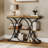 39" Farmhouse Console Table, 4-Tier Storage, Semi-Circle Metal Frame-1354171541