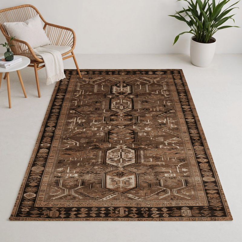 Turkish Brown Indoor and Outdoor Area Rug, Rectangle 3' x 5'