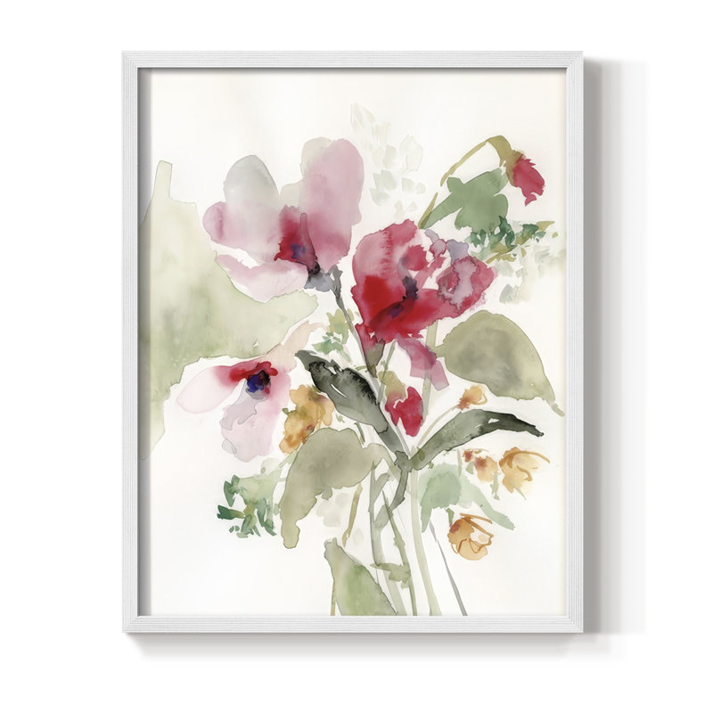 «Rose Madder Botanical II», reproduction encadrée - bois massif, H 11 po x l 9 po, Blanc