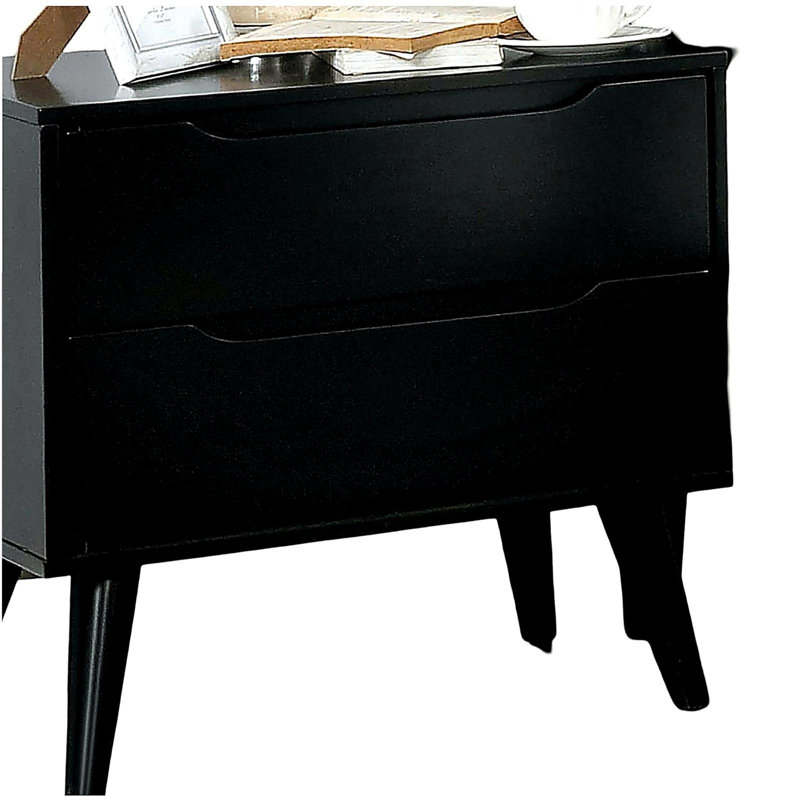 Table de chevet Mid-Century moderne de couleur noire 1pc, Noir