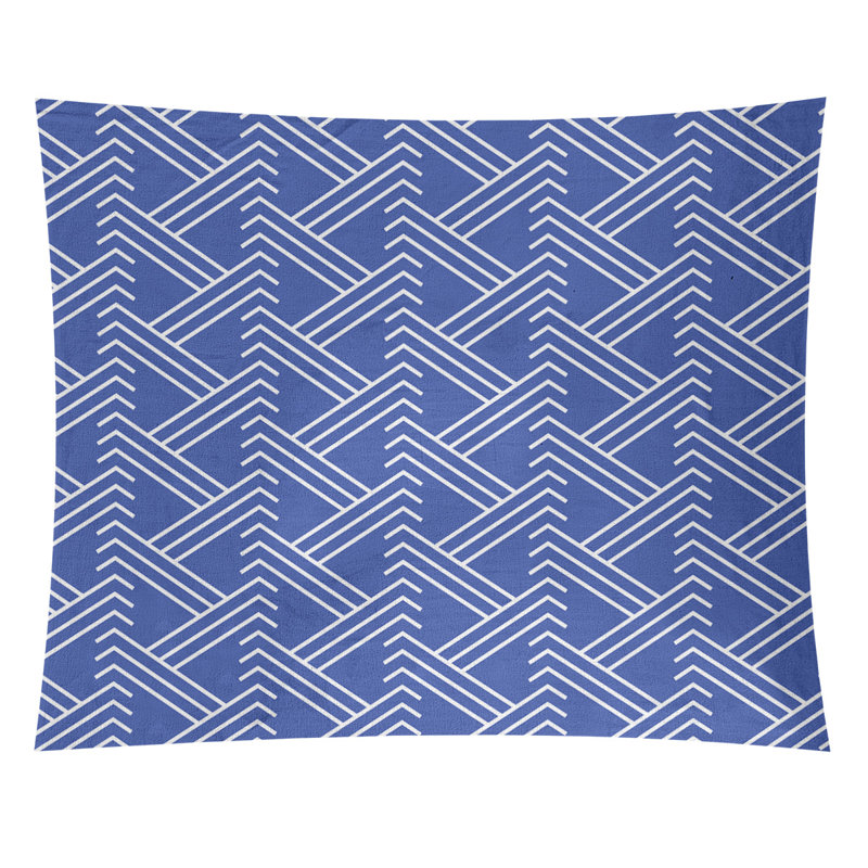 Tapisserie, H 88 po x l 104 po, Bleu/blanc