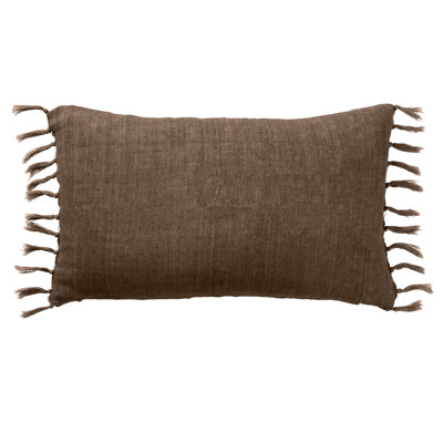 Sharron Tassels Linen Reversible Throw Pillow