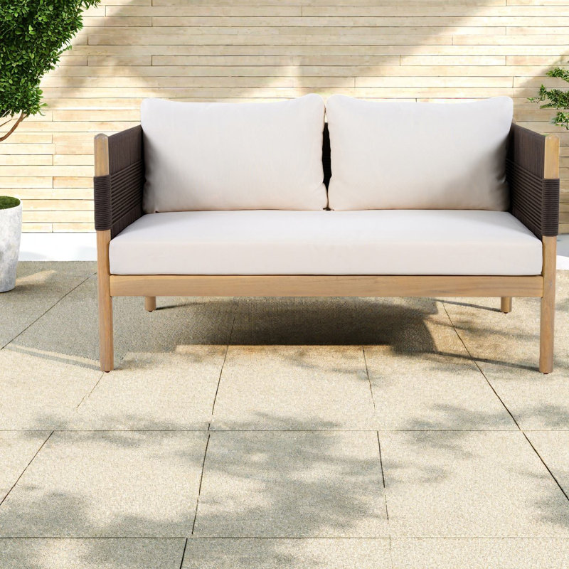 Canapés confortables de patio, causeuse de corde de bois d'acacia pour la maison de patio