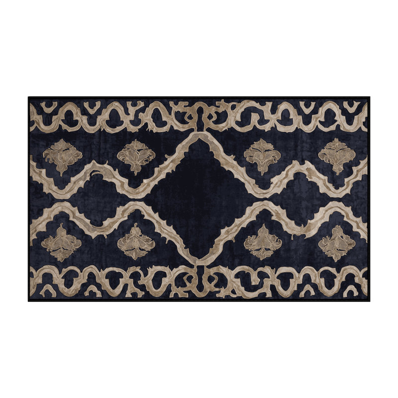 Machine Washable Gray Area Rug, Rectangle 3' x 5'
