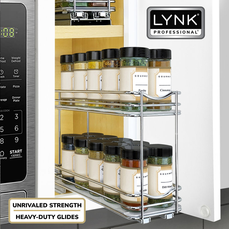 Chrome Double Tier Pull Out Spice Rack Organizer