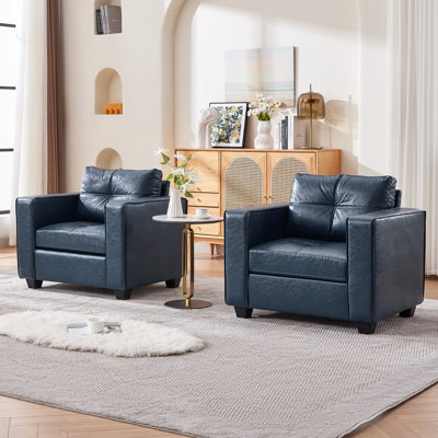 38” Wide Faux Leather Armchair(Set Of 2)