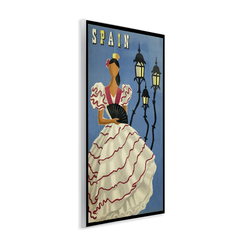 Espagne, portrait de femme sur plaque, art par Marcus Jules, H 15 po x l 10 po