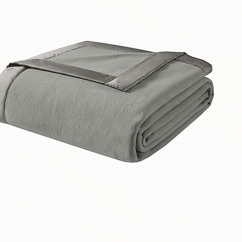 Couverture en micropolaire double / grand, Gris, Lit double