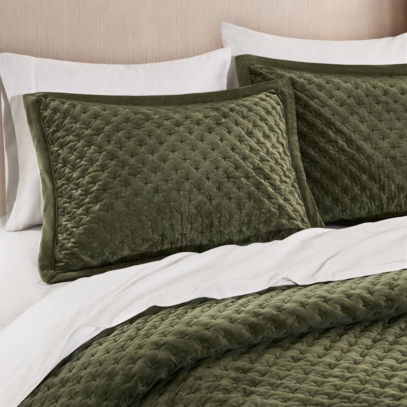 3-Piece King Velvet Coverlet Mini Set,Green