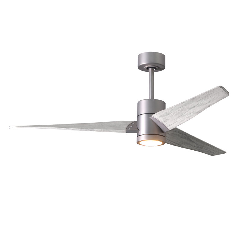 Ceiling Fan with LED Lights, Brushed Nickel, Barn Wood Tone, 52"