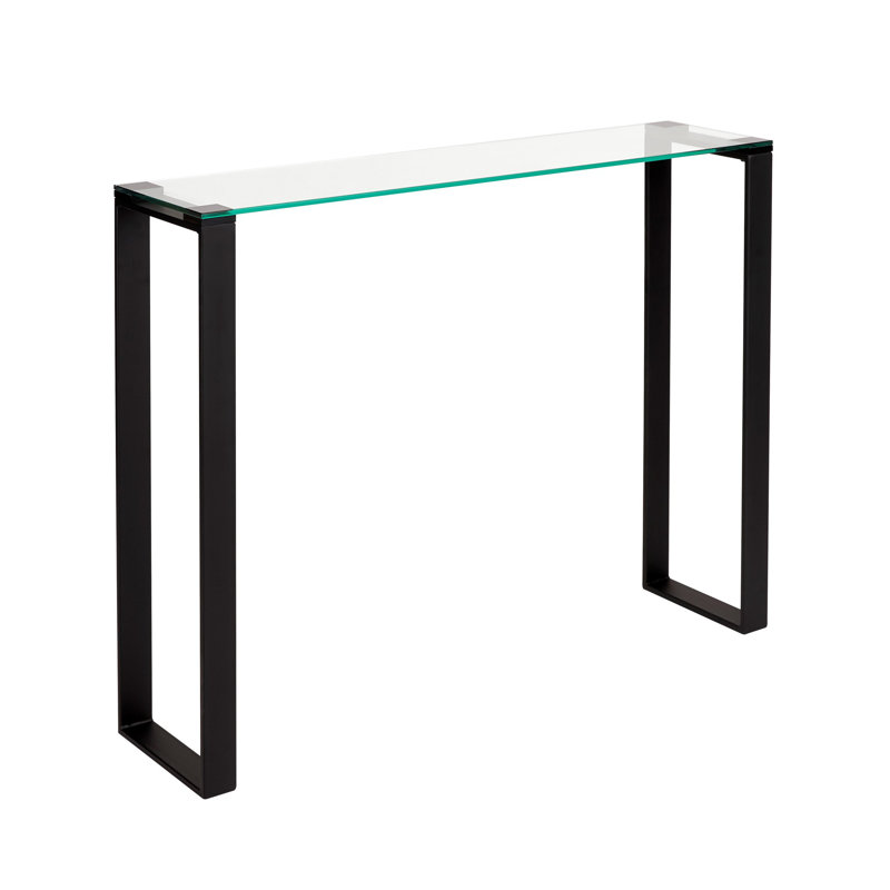 Mihrtad 47'' Glass Top Console Table, 31" H x 39" W x 10" D, Black