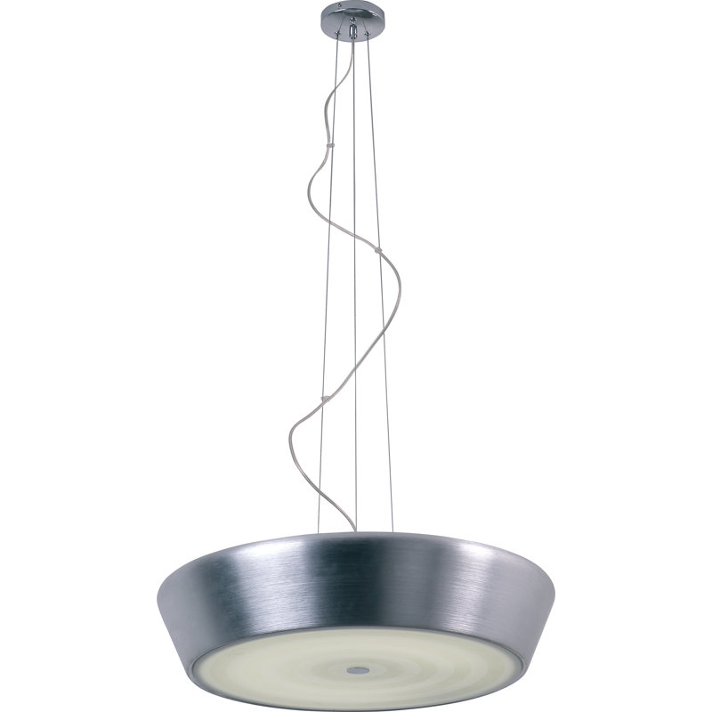 Luminaire suspendu tambour 2 lumières Vetrice, Aluminium brossé