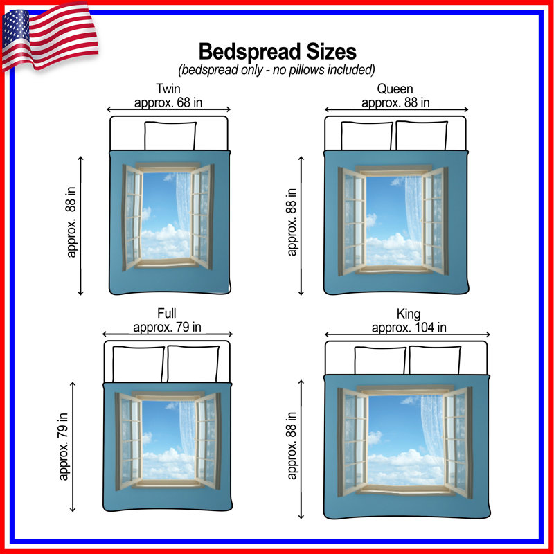 Open Window View Quilted Bedspread All Sizes, King