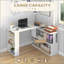 Bureau d'angle en L, bureau à domicile rotatif à 360 degrés avec tablettes de rangement, poste de travail de table d'écriture-373975305