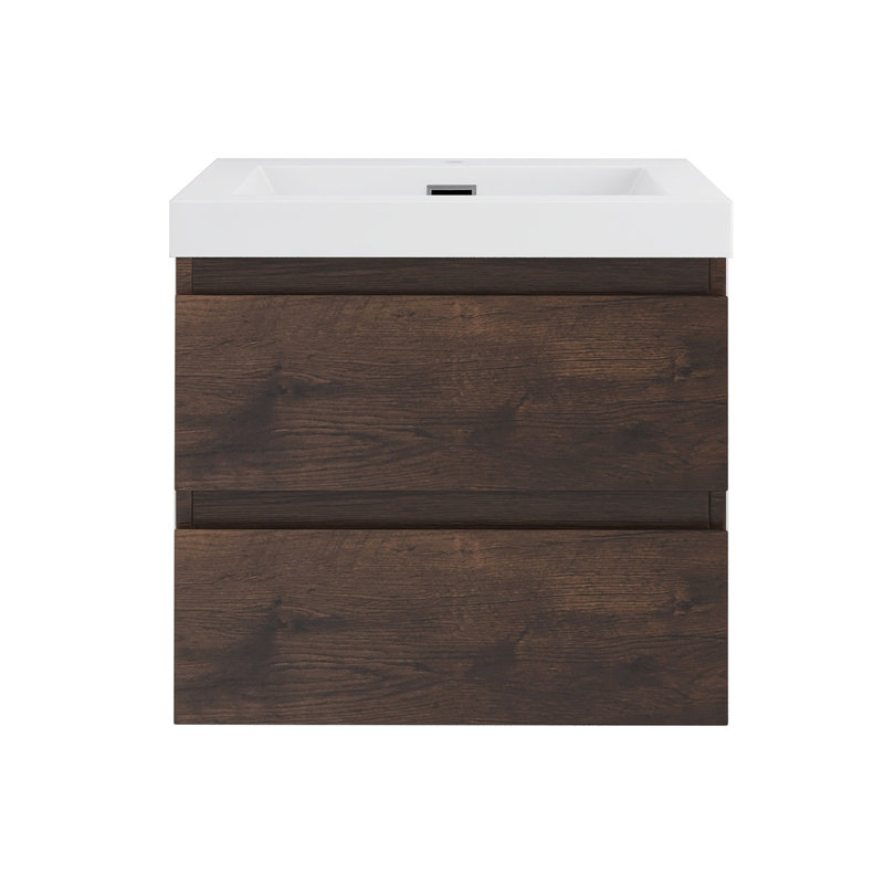 Meuble-lavabo simple 24 po avec plateau en résine intégré 24 po, Palissandre