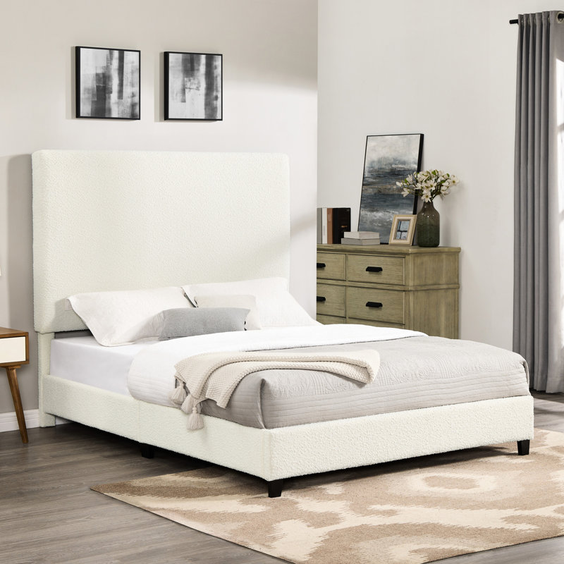 Grand lit plateforme tapissier Contemporary