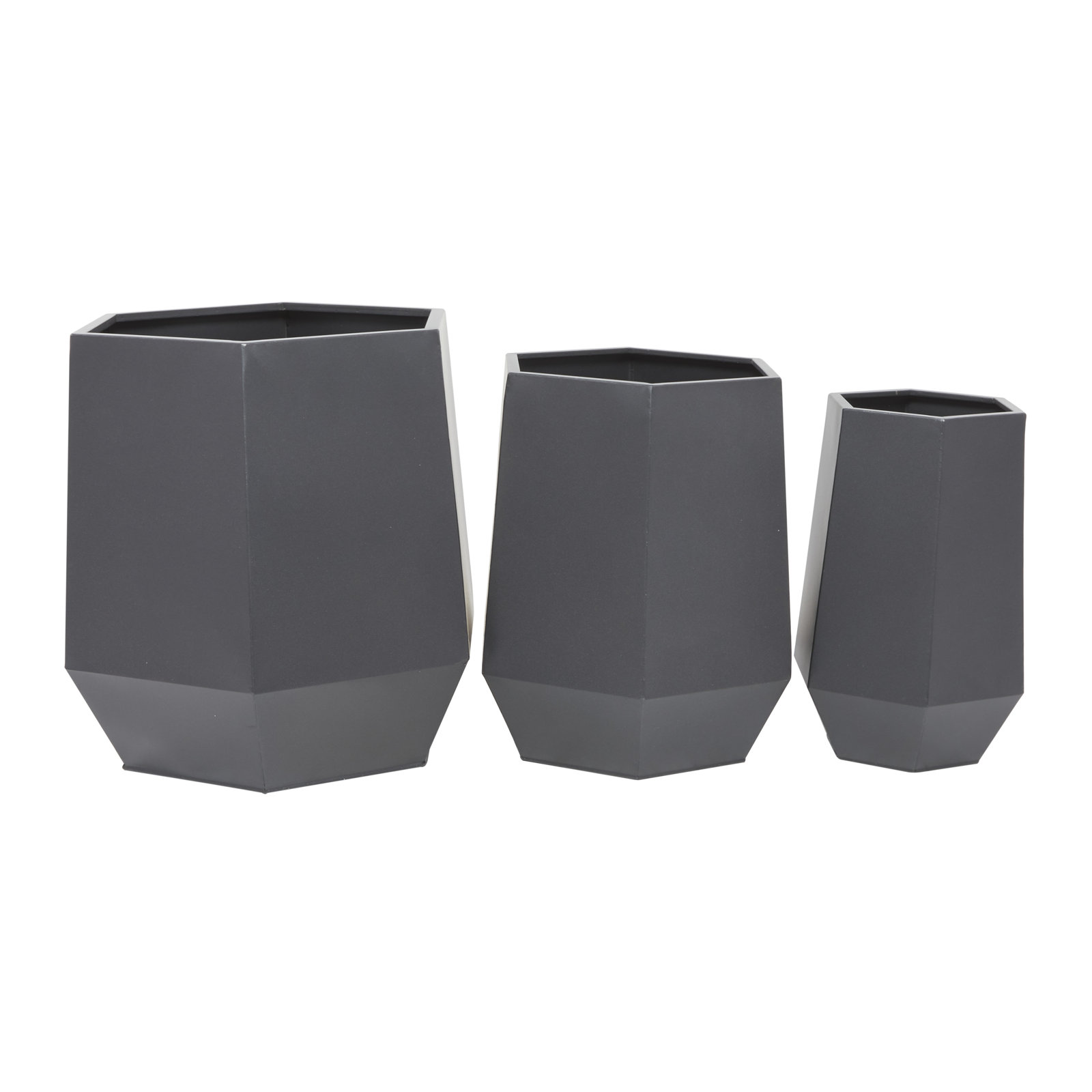 Esta Metal Planter - Set of 3, Gray