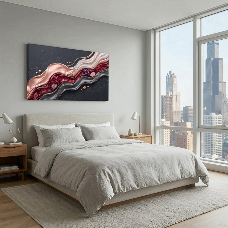 Ensemble de 1 tableau abstrait à motif vague sur toile, 4824