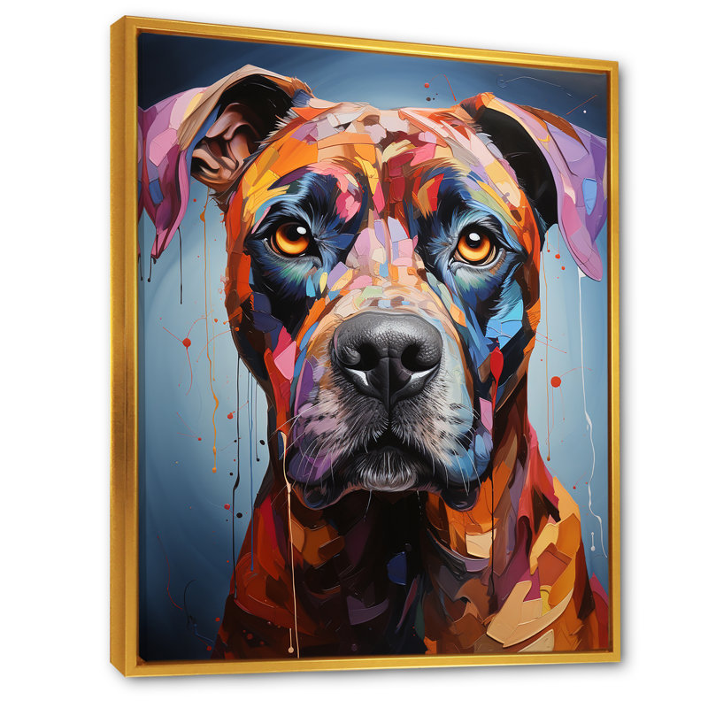 Boxer Boldness sur toile, H 40 po x l 30 po x P 1,5 po, Cadre flottant doré