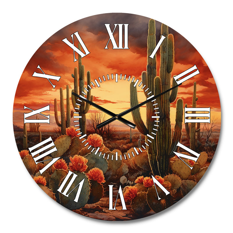 Cactus en cuivre au Nevada - Horloge murale Cactus, Médium