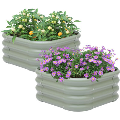 2-pack 2x1ft Galvanized Raised Garden Bed Light Green