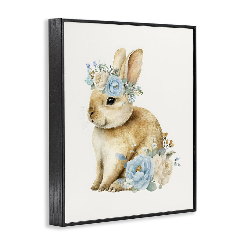 «Watercolor Nursery Bunny», estampe numérique, design par LSR Design Studio, H 14 po x l 11 po, Giclée encadrée noir minuit