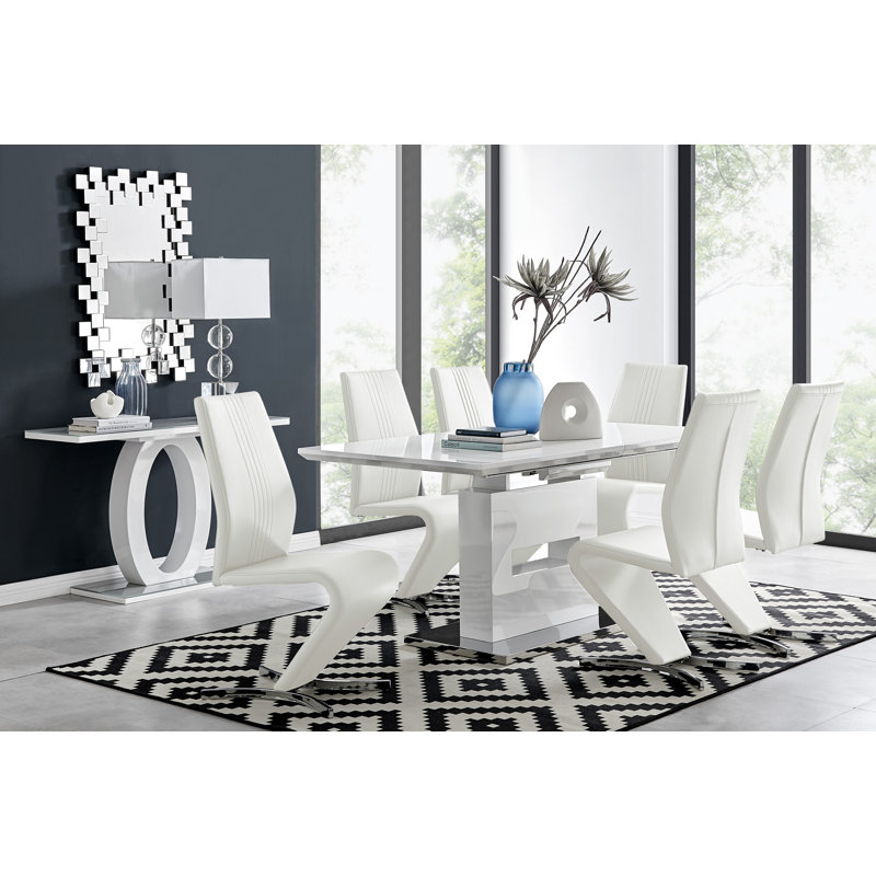 Eubanks Dining Set with 6 Chairs, White