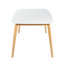 Table de salle à manger Mid-Century couleur chêne blanc, plateau en faux bois et pieds en bois d'hévéa, surface 59 po x 35,5 po 29,5 po