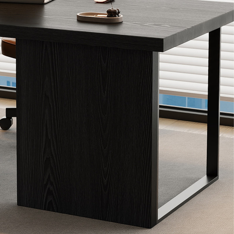 Black Rectangular Solid Wood desk, 29.53" H x 70.87" W x 31.5" D