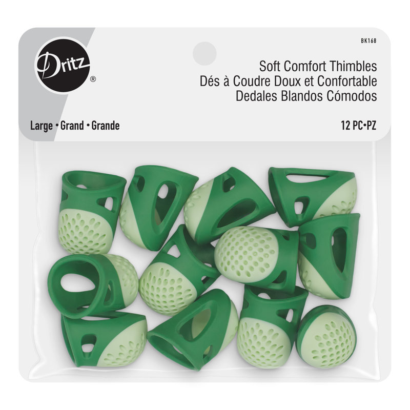 Dritz Soft Comfort Thimbles, Large, Green, 12 pc
