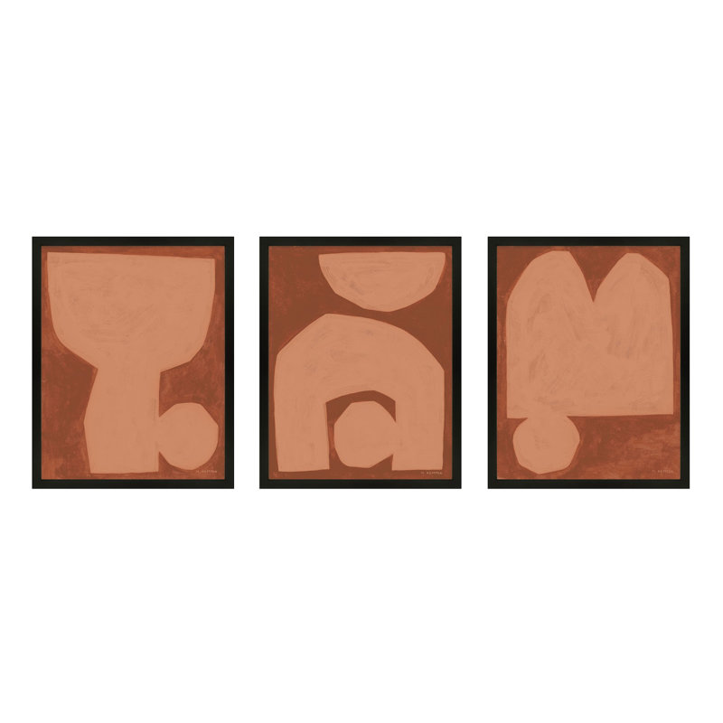 Module On Terra Cotta " Module On Terra Cotta.Set Of 3 " by Michael Kempen 3 - Pieces, Black, 20'' H x 16'' W