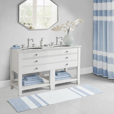 Tapis pour salle de bain réversible en coton Aaniyah
