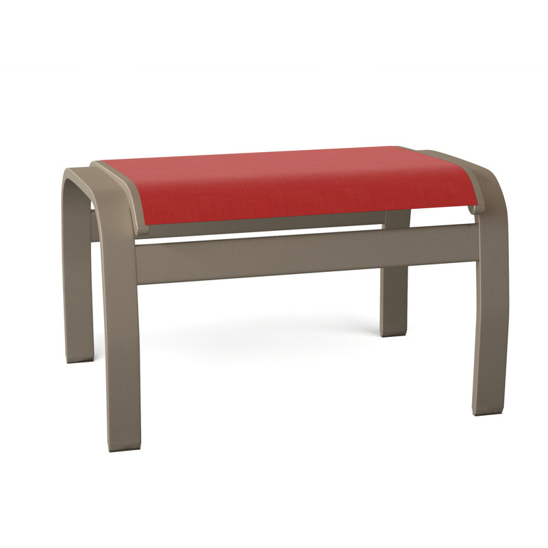 Repose-pieds d'extérieur avec coussin Askar, Rouge 1D Sunbrella, Neige texturée