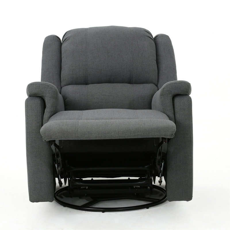 Charcoal Fabric Glider Recliner With Swivel, Manual Reclining Chair