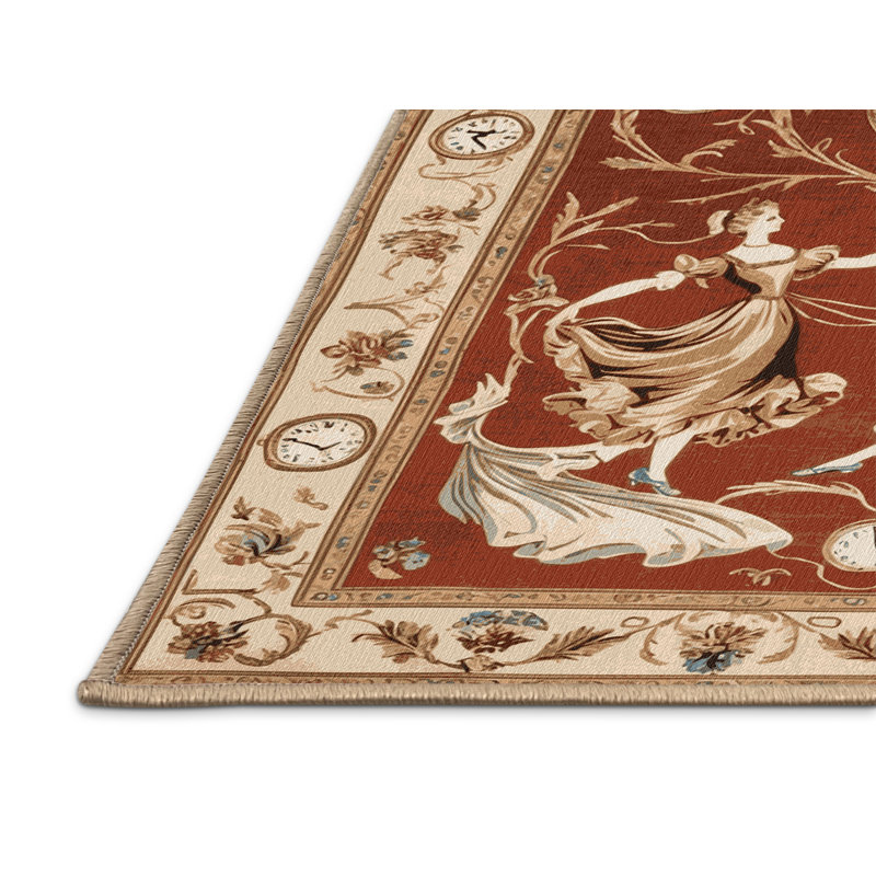 Tapis brun français lavable à la machine, Rond 3 pi