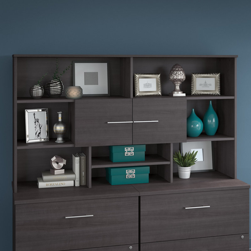Office 500 40'' H x 71'' W Reversible Desk Hutch, Storm Gray