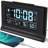 Alarm Clocks For Bedrooms With Battery Backup, Auto Set Digital Clock With Date And Day Of Week, Indoor Temperature Humidity, Moon Phase, Dimmer, Auto DST, USB Port