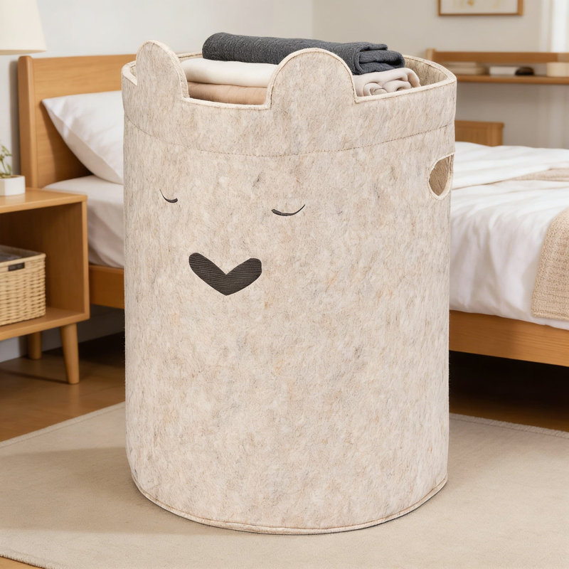 Panier à linge en feutre Baby Bear | Panier de rangement pliable pour chambre de bébé et maison | Léger avec poignées flexibles | Conception en feutre doux et sécuritaire