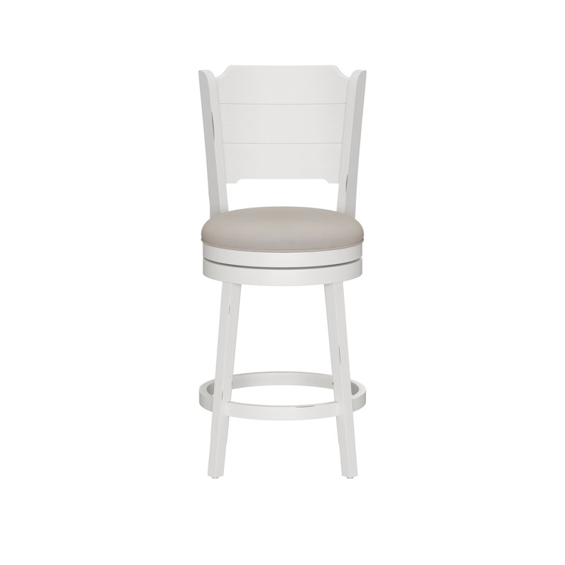 Tabouret de bar et de comptoir pivotant Authement, Blanc mer, Tabouret de comptoir (assise à une hauteur de 26,
