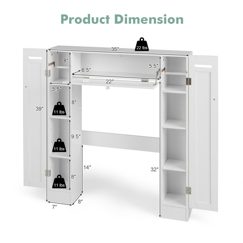 Bortola Freestanding Over The Toilet Storage