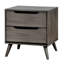 Table de chevet de style Mid-Century moderne en bois massif gris avec 2 tiroirs Mystique