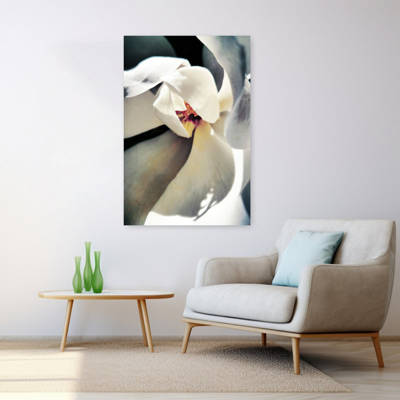 Art contemporain avec fleur de magnolia organique, H 48 po x l 32 po