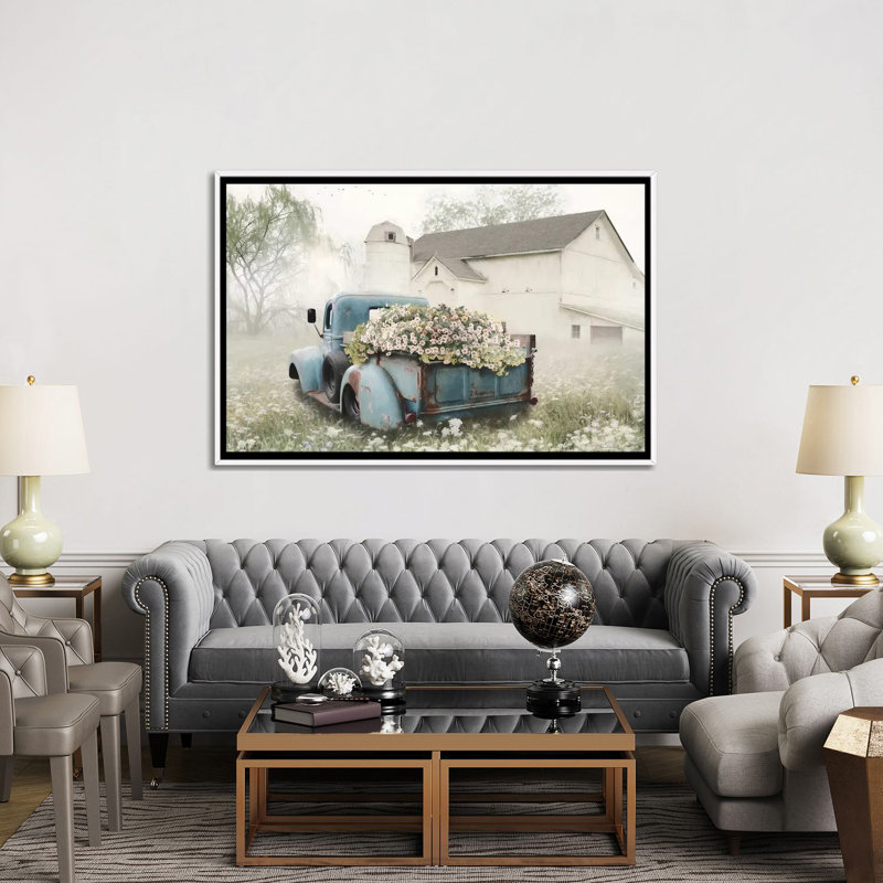 " Full Of Flowers " by Lori Deiter, White Floater Framed Canvas, 40" H x 60" W x 1.5" D