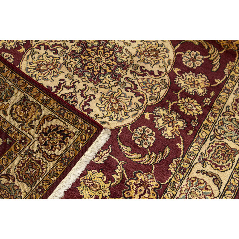 Hand-Knotted High-Quality Red and Cream Area Rug