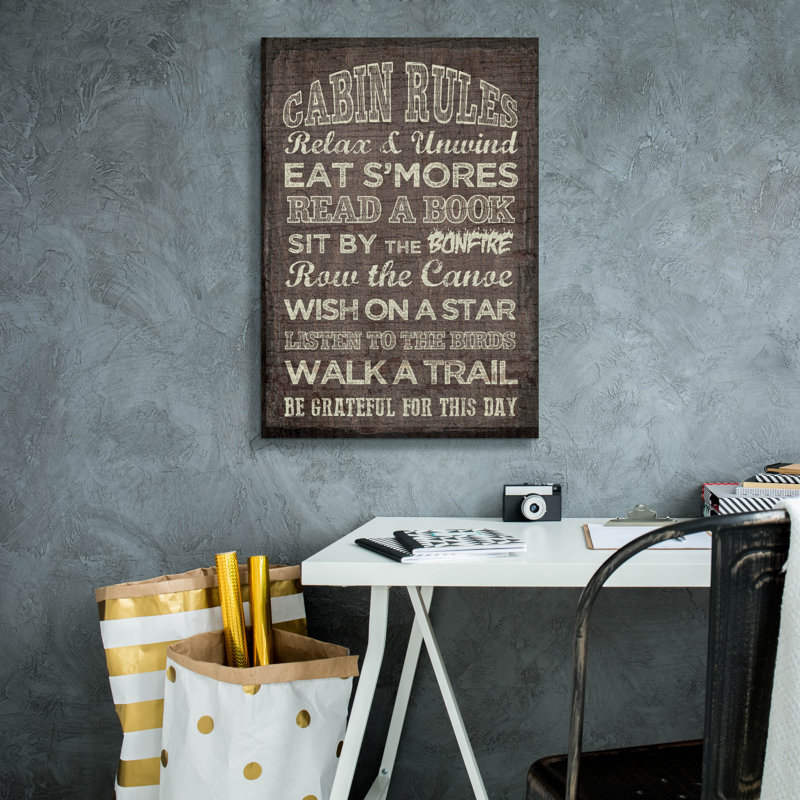 'Cabin Rules' by Erin Clark Canvas Wall Art, 26" H x 18" W x 0.75" D