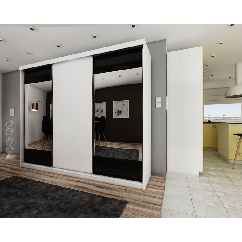 Amealia 3 Door Wardrobe, White/Black